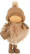 J-Line figuur Meisje Winter Hart - polyresin - beige - large - 2 stuks