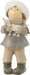 J-Line figuur Meisje Winter Hond - polyresin - mix