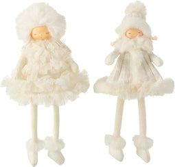 J-Line figuur Meisje Zittend - textiel - wit - 2 stuks