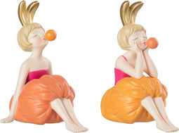 J-Line figuur Meisjes Bubbel - polyresin - mix - 2 stuks