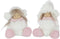 J-Line figuur Meisjes Zittend Hoed Vacht - polyester - wit/roze - 2 stuks