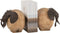 J-Line figuur Olifant - hout/metaal - naturel/brons - 2 stuks