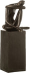 J-Line figuur Op Sokkel - polyresin - donkerbruin- 2 stuks