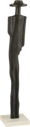 J-Line figuur Persoon - aluminium/marmer - zwart/wit - small