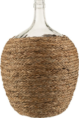 J-Line Fles Bedekt Gras/Glas Naturel Large - 53 cm hoog