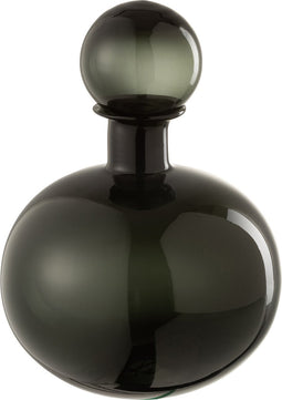 J-Line Fles+Stop Effen Decoratief Rond Glas Zwart