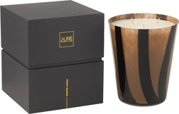 J-Line geurkaars Noa Strepen - Green Fig - glas - taupe - large - 95U