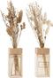 J-Line geurolie + Bloemen - glas - naturel - 2 stuks