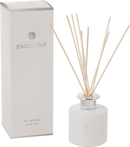 J-Line geurolie + stokjes Excellent - Golden Honey - glas - wit
