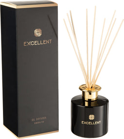 J-Line geurolie + stokjes Excellent - Siberia Fir - glas - zwart