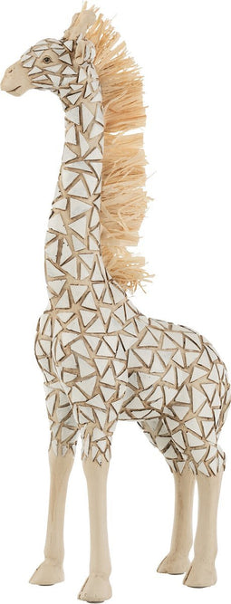 J-Line Giraf Poly/Raffia Wit/Naturel