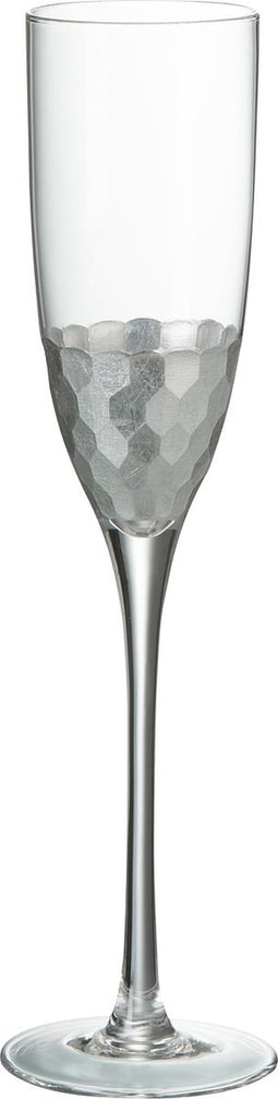J-Line glas champagne - glas - zilver - 6 stuks