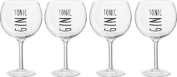 J-Line glas Gin Hoog - transparant/zwart - giftbox - 4 stuks