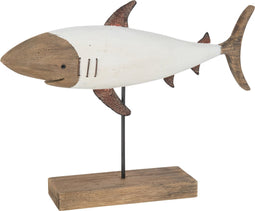 J-Line Haai Vacay Hout Donkerbruin Wit Large