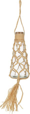 J-Line hanger Decoratie Fles - glas/raffia - naturel - 2 stuks