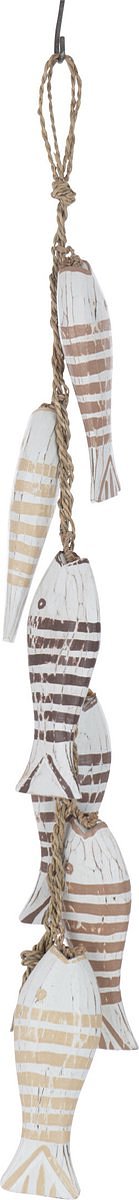 J-Line hanger Vissen 6 Alabasia - hout - bruin/wit