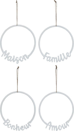 J-Line hanger Woorden - aluminium - wit - 4 stuks