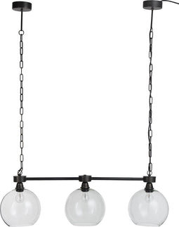J-Line Hanglamp 3 Bollen Metaal/Glas Zwart