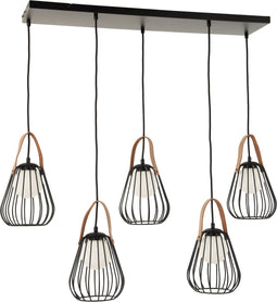 J-Line Hanglamp Ignes 5Lampen Staal/Glas Zwart