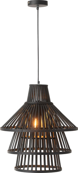 J-Line hanglamp Lagen - hout - zwart - large