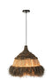 J-Line Hanglamp Rond Raffia Zwart/Naturel Small