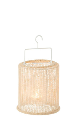 J-Line hanglantaarn Cilinder - metaal/polyester - beige - small