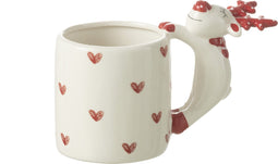 J-Line Hert Hart Dolomiet mok - porselein - wit/rood