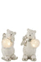 J-Line Ijsbeer Led Staand Keramiek Wit/Zilver Small Assortiment Van 2