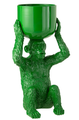 J-Line Ijsemmer Aap Polyresine Groen