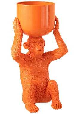 J-Line Ijsemmer Aap Polyresine Oranje