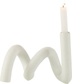 J-Line kaarsenhouder Kronkel 1 kaars - keramiek - wit