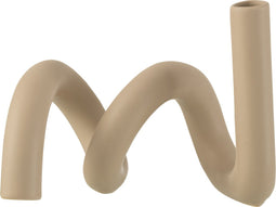 J-Line Kaarsenhouder Kronkel 1Kaars Keramiek Beige