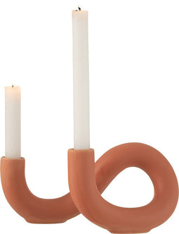 J-Line kaarsenhouder Tor 2 kaars - keramiek - oranje