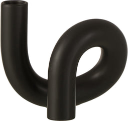 J-Line kaarsenhouder Torsie 1 kaars - keramiek - zwart