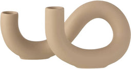 J-Line kaarsenhouder Torsie 2 Kaarsen - keramiek - beige