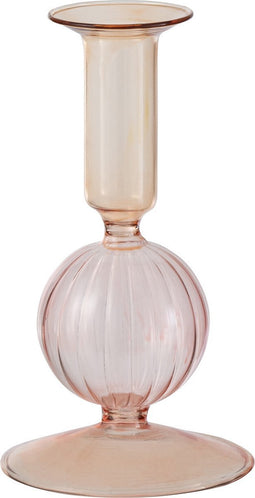 J-Line kaarshouder 1 Bol - glas - lichtoranje/roze - small - 2 stuks