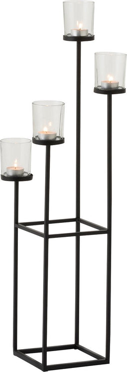 J-Line kaarshouder 4 Delen - metaal/glas - zwart