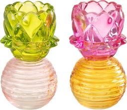 J-Line kaarshouder Bloem - glas - mix - small - 2 stuks