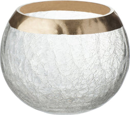 J-Line kaarshouder Bol Craquele - glas - transparant/goud - large