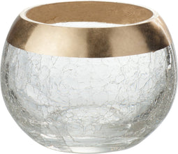 J-Line kaarshouder Bol Craquele - glas - transparant/goud - small