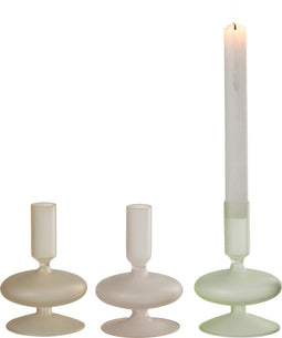 J-Line kaarshouder - glas - mix - 3 stuks - woonaccessoires