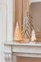 J-Line Kaarshouder kerstboom - theelichthouder - hout - wit - 2 stuks - kerstversiering