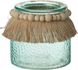 J-Line kaarshouder Kralen Decoratie - glas - blauw - small