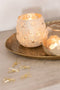 J-Line Kaarshouder met sterren - theelichthouder - glas - goud - small