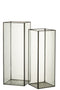 J-Line kaarshouder Rechthoek - glas/metaal - zwart - 2 stuks