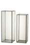 J-Line kaarshouder Rechthoek - glas/metaal - zwart - 2 stuks