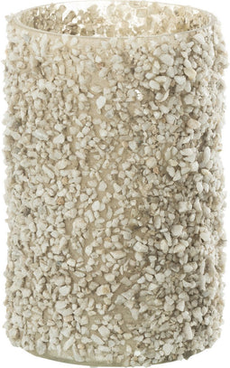 J-Line kaarshouder Rock - glas/steen - wit - medium