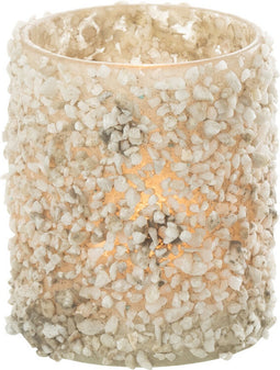 J-Line kaarshouder Rock - glas/steen - wit - small