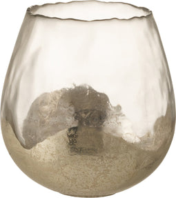 J-Line kaarshouder - theelichthouder Zoe Rond - glas - goud - medium