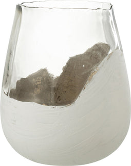 J-Line kaarshouder Wavy - glas - transparant/wit - extra large